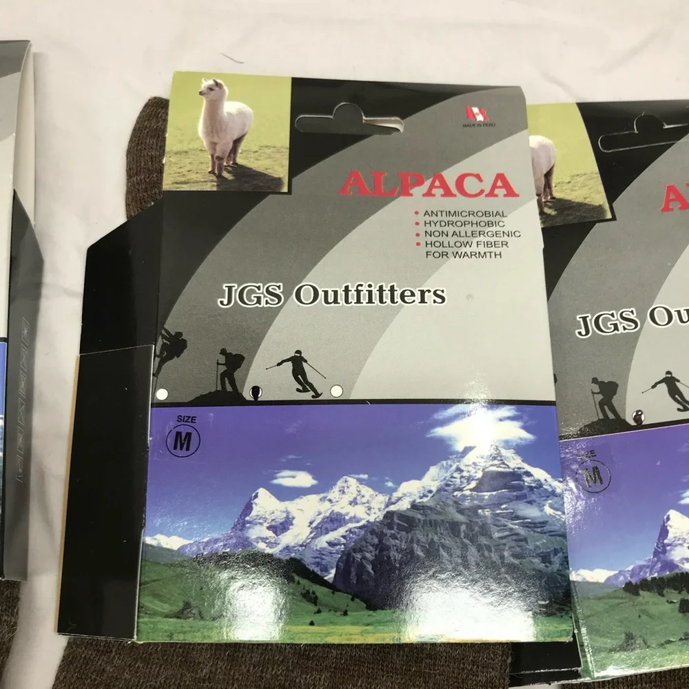 Alpaca 🦙 Socks Brown Fair Isle Nordic M Lot of 3 Made in Peru - Picture 11 of 13